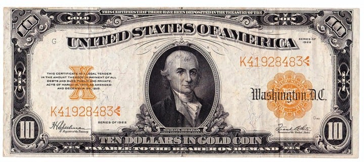 Fr. 1173, Ten Dollars, Series of 1922, W-1541