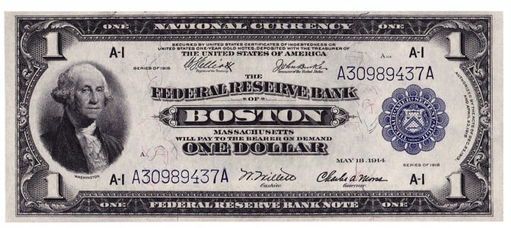 Fr. 710, One Dollar, Series of 1918, W-102-A