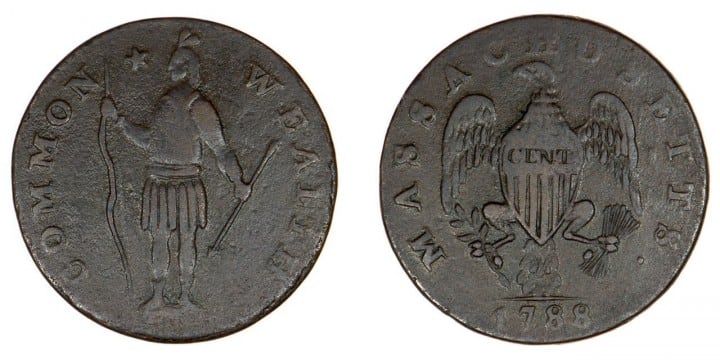 Massachusetts 1788 Cent, Ryder 2-B, with period after 