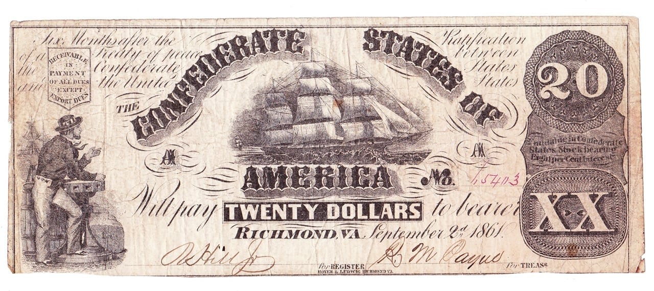 T-18 1861 Confederate States $20, PF-1, Cr. 101 - Harford Coins