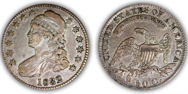 1832 50 C. O.102, small letters, XF-40