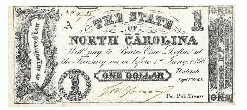 North Carolina, September 1, 1862, $1, Cr. 88