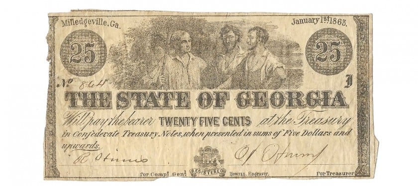 Georgia, January 1, 1863, 25 Cents, Cr. 15D