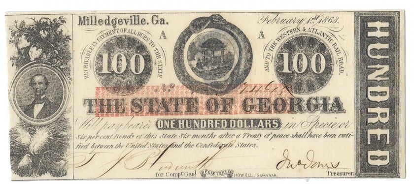 Georgia, February 1, 1863, $100, Cr. 6