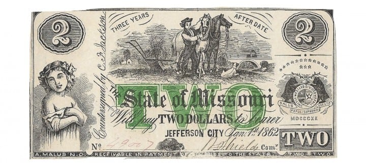 Missouri, January 1, 1862, $2, Cr. 10