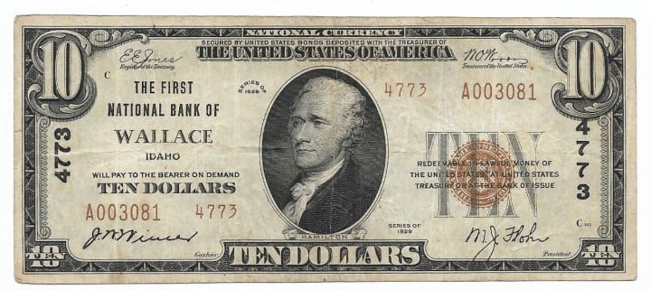Idaho, Wallace, Ch. 4773, The First National Bank, Type 2 $10 