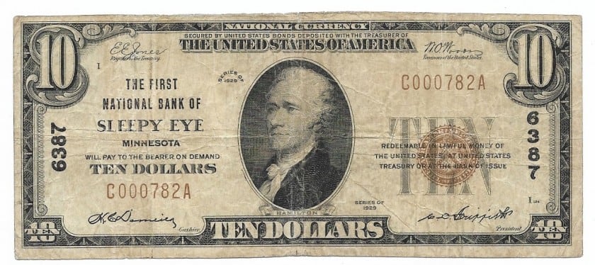 Minnesota, Sleepy Eye, Ch. 6387, The First National Bank, Type 1 $10