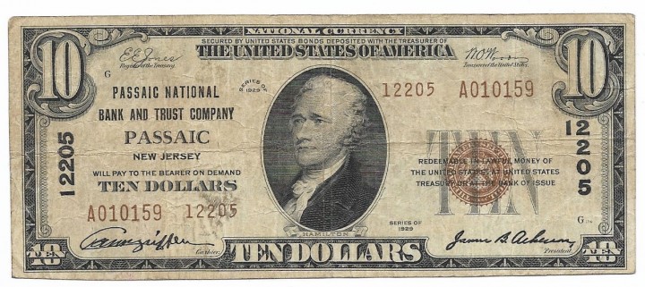 New Jersey, Passaic, Ch. 12205, Passaic National Bank and Trust Company, Type 2 $10