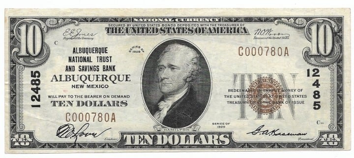 New Mexico, Albuquerque, Ch. 12485, The Albuquerque National Trust and Savings Bank, Type 1 $10