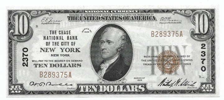 New York, New York, Ch. 2370, The Chase National Bank, Type 1 $10