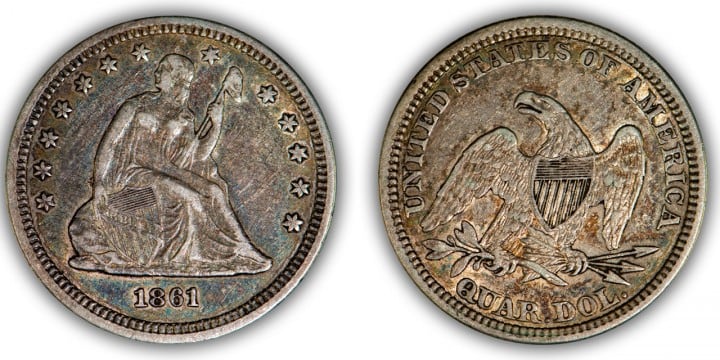 1861 25 C. VF-30
