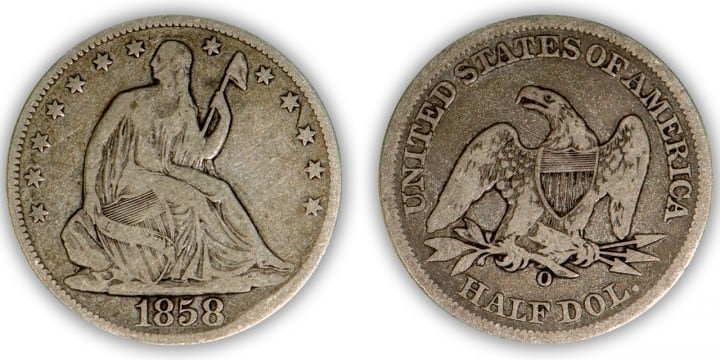 1858-O 50 C. VG-8