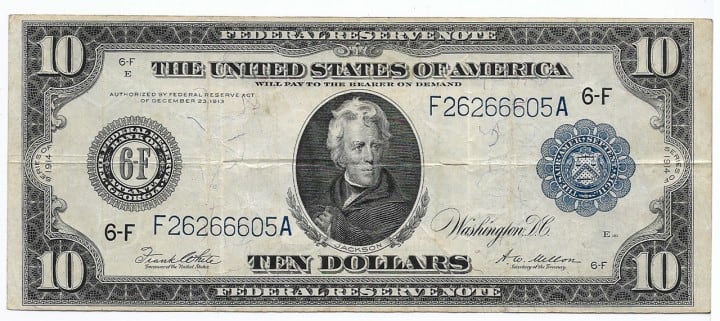 Fr. 927A, Ten Dollars, Series of 1914, W-1583-F-b